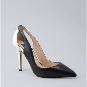 White House Black Market Black and White Heel